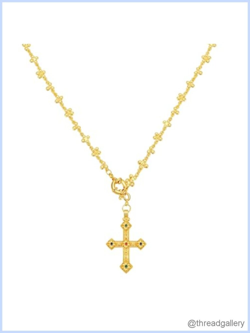 18k Gold Plated Cross Pendant Necklace Long Chain Hypoallergenic Religious